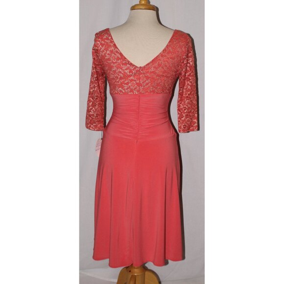 NWOT Fanny Fashion #1574 Short Jersey and Lace Formal Dress-Size S-CORAL - Picture 3 of 6